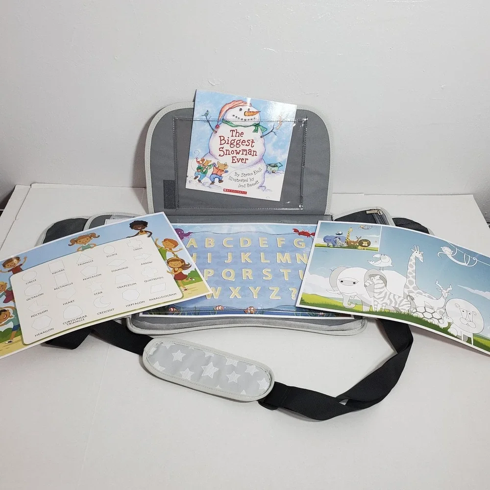 Kids Travel Activity Tote –‎ Stars Print – Learning Board & Book Included